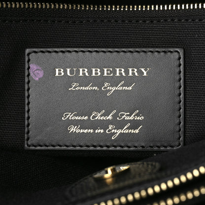 Burberry Grainy Calfskin House Check Medium Banner Tote Black 5 of 7