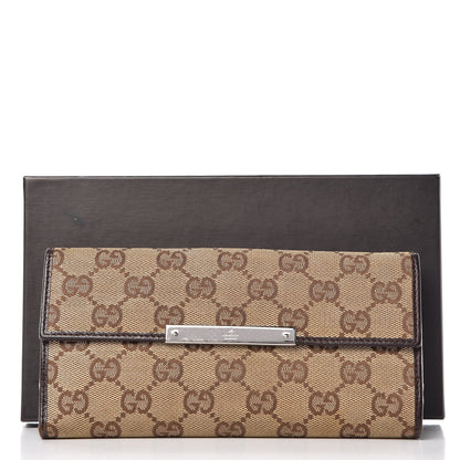 Gucci Monogram Metal Bar Continental Flap Wallet Beige Ebony Dark Brown 12 of 12