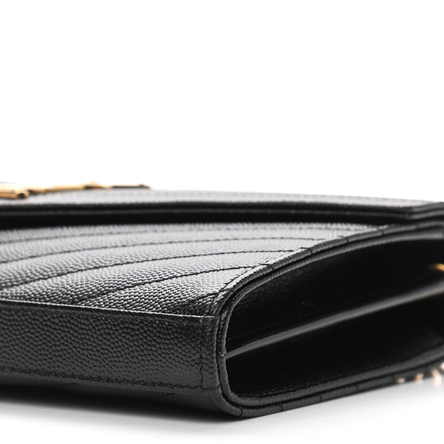Grain De Poudre Matelasse Chevron Monogram Chain Wallet Black