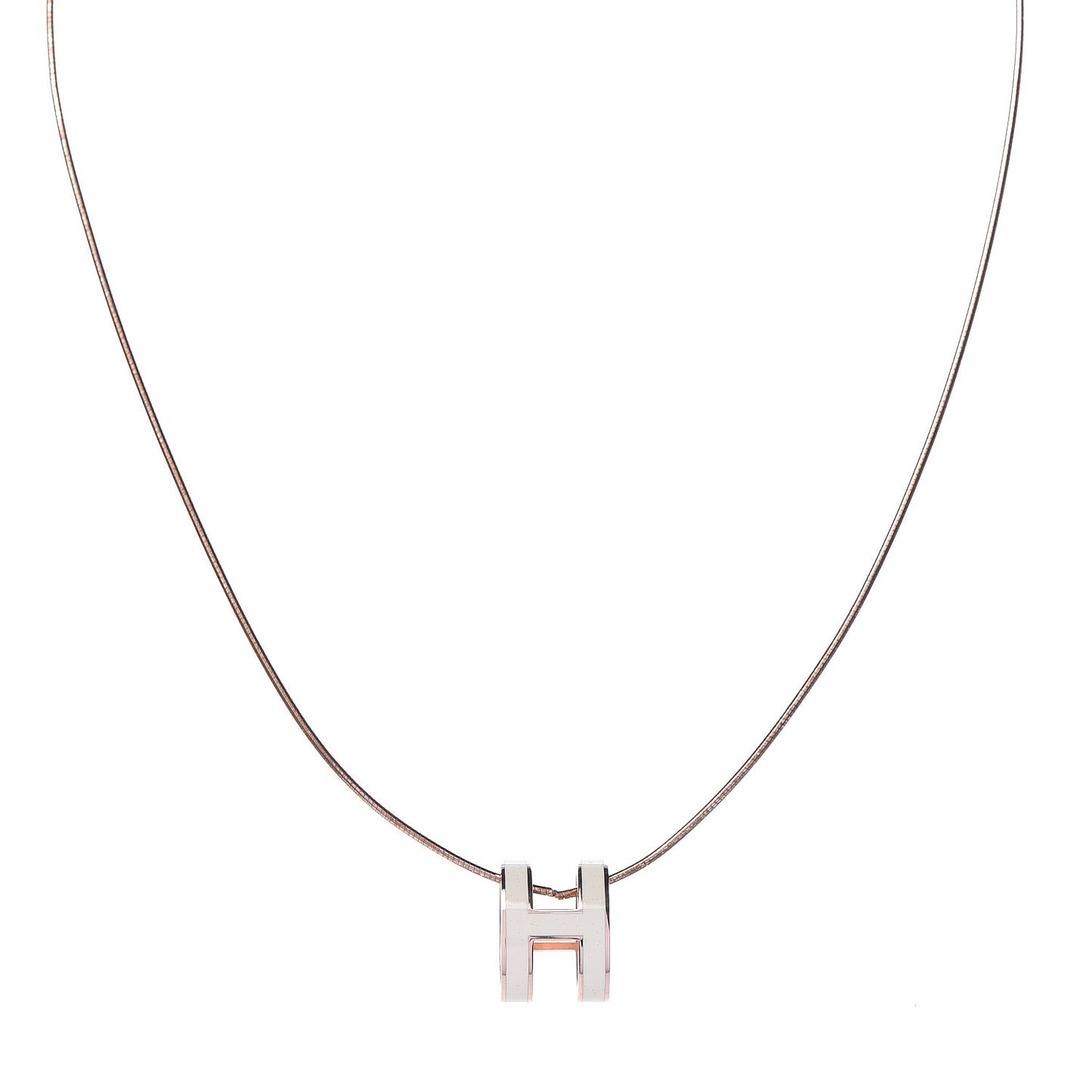 Lacquered Rose Gold Pop H Pendant Necklace White