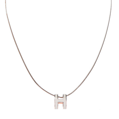 Hermes Lacquered Rose Gold Pop H Pendant Necklace White 1 of 8