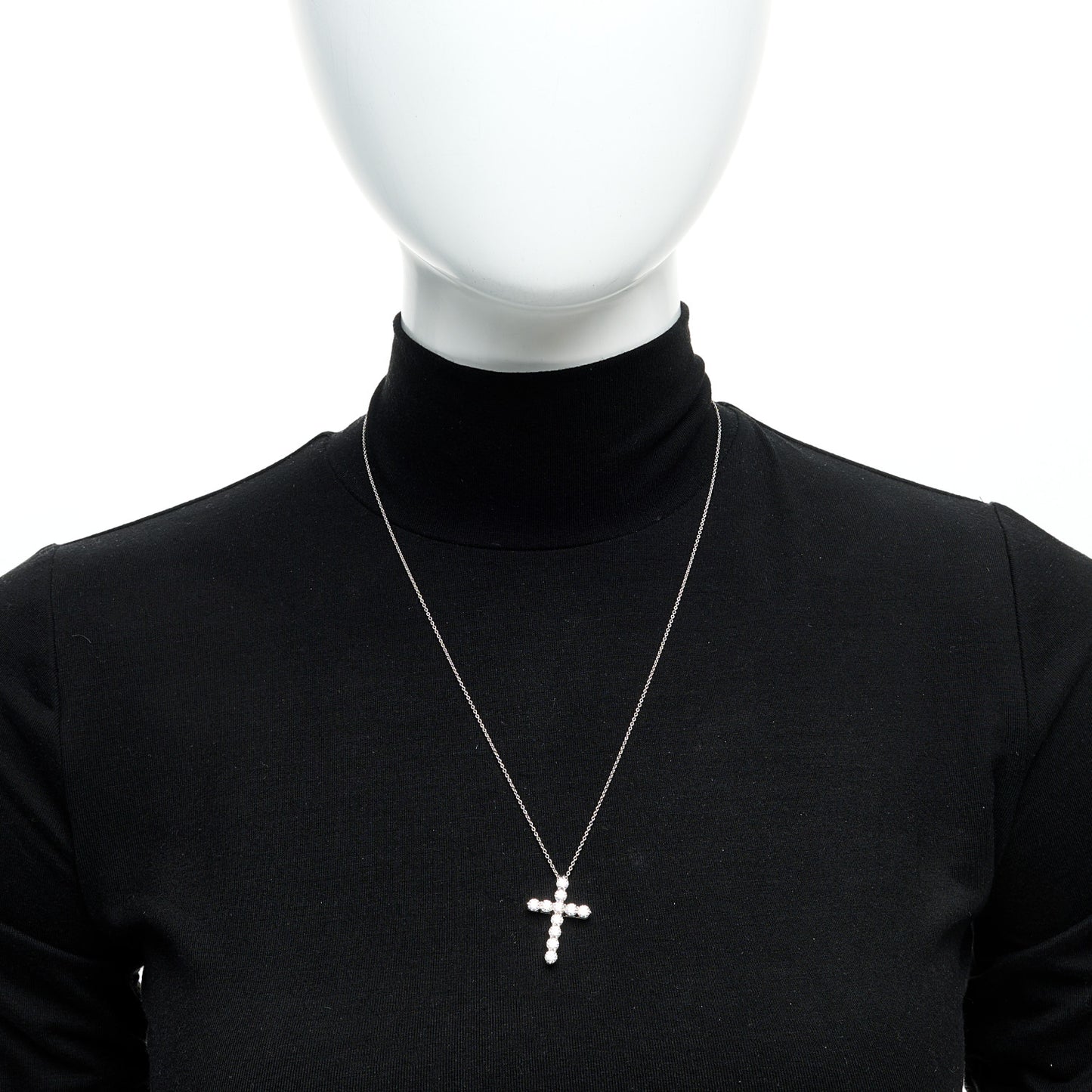 Platinum Diamond Large Cross Pendant Necklace