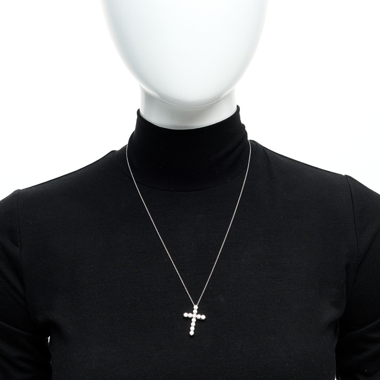 Tiffany Platinum Diamond Large Cross Pendant Necklace 2 of 7
