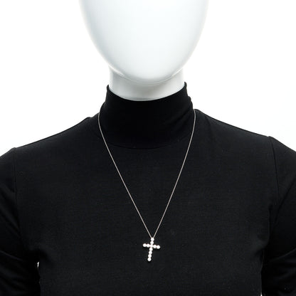 Tiffany Platinum Diamond Large Cross Pendant Necklace 2 of 7