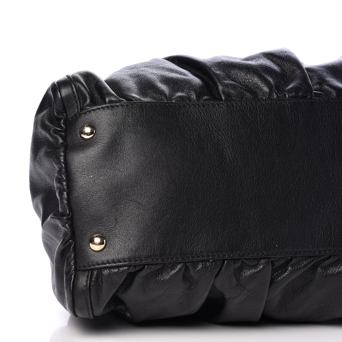 Calfskin Large D Gold Ring Shoulder Bag Black