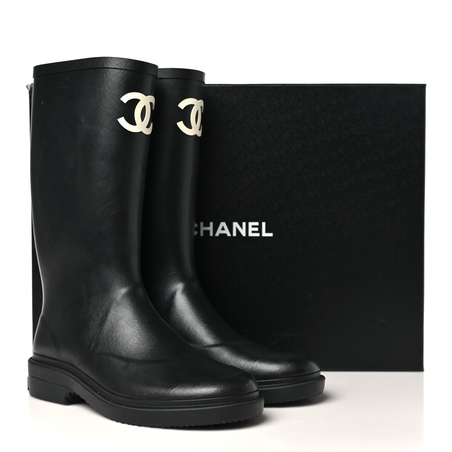 Chanel Caoutchouk CC High Boots 40 Black 10 of 10