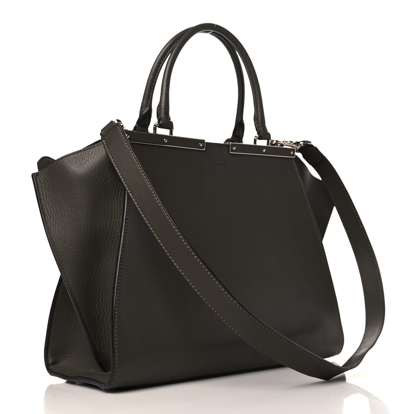 Vitello Pelo Flamingo Crocodile Embossed Petite 3Jours Tote Carbone