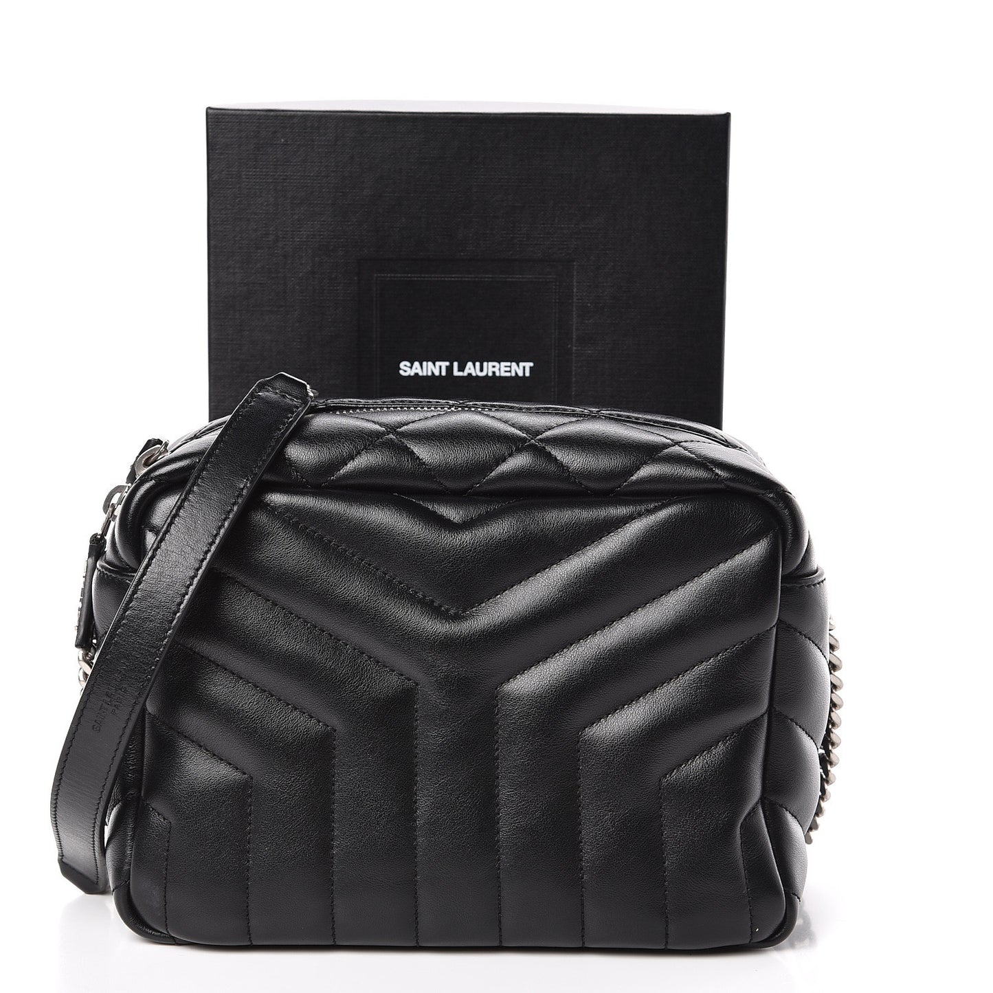 Calfskin Y Quilted Monogram Small Loulou Bowling Bag Black