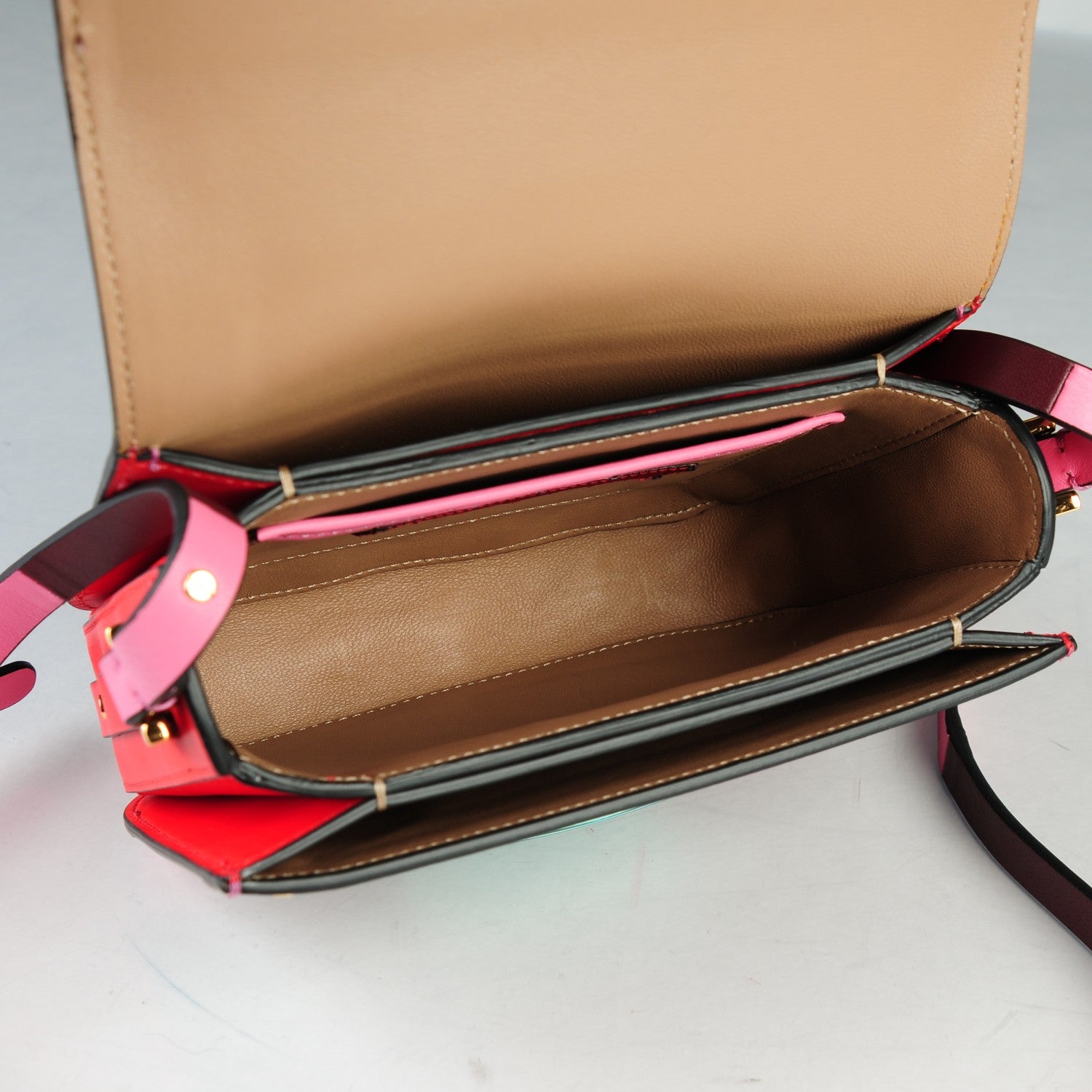 Valentino Garavani Calfskin Rivet Colorblock Mini Shoulder Bag Ninphea Rubin 5 of 7