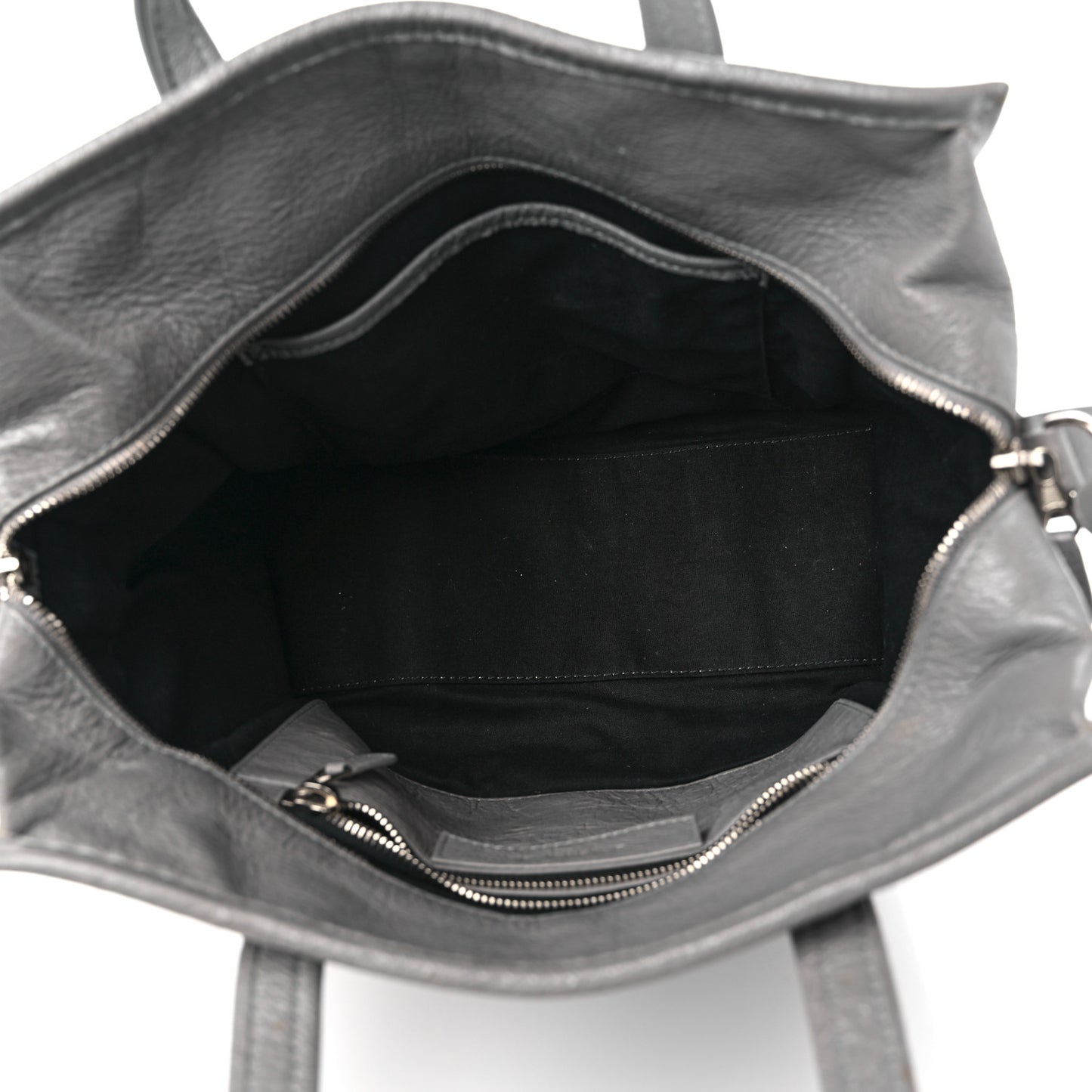 Agneau Small Bazar Shopper Tote Gris Pyrite