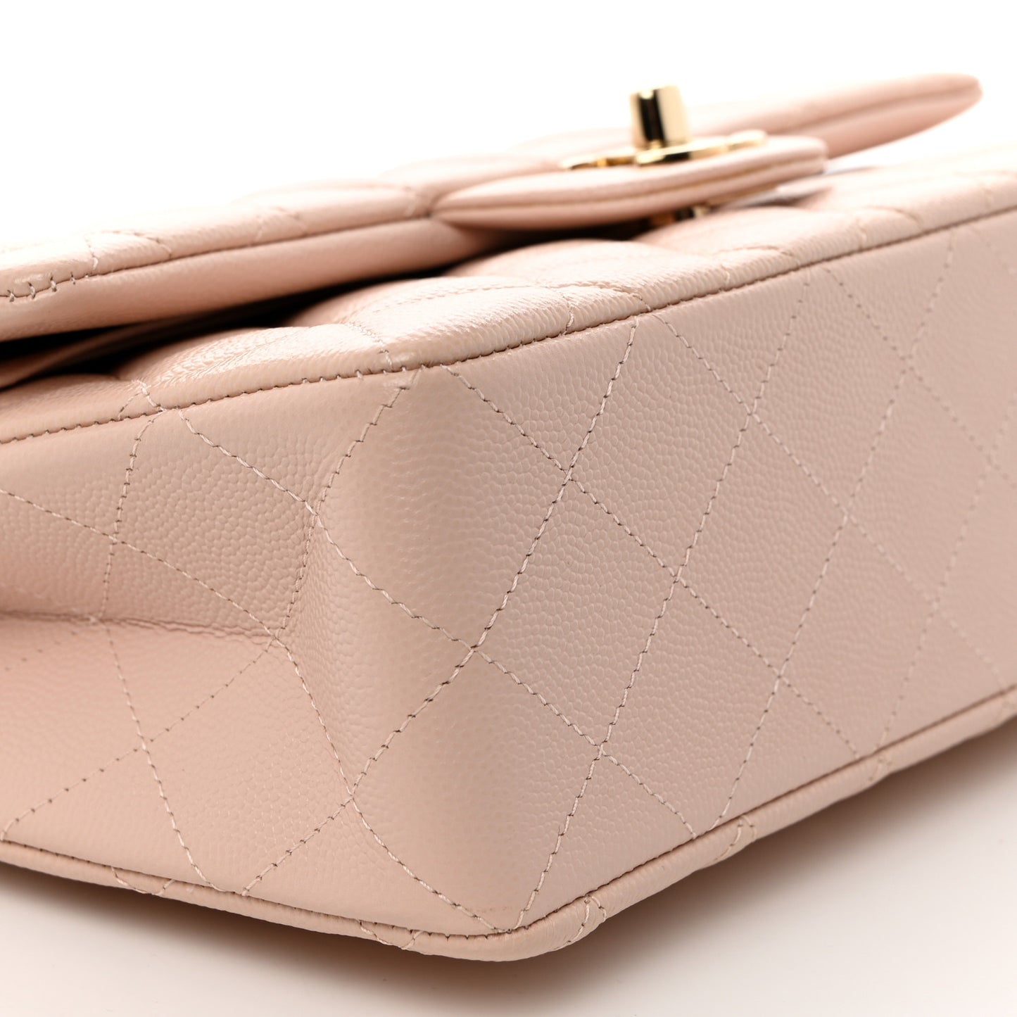 Caviar Quilted Small Double Flap Light Pink
