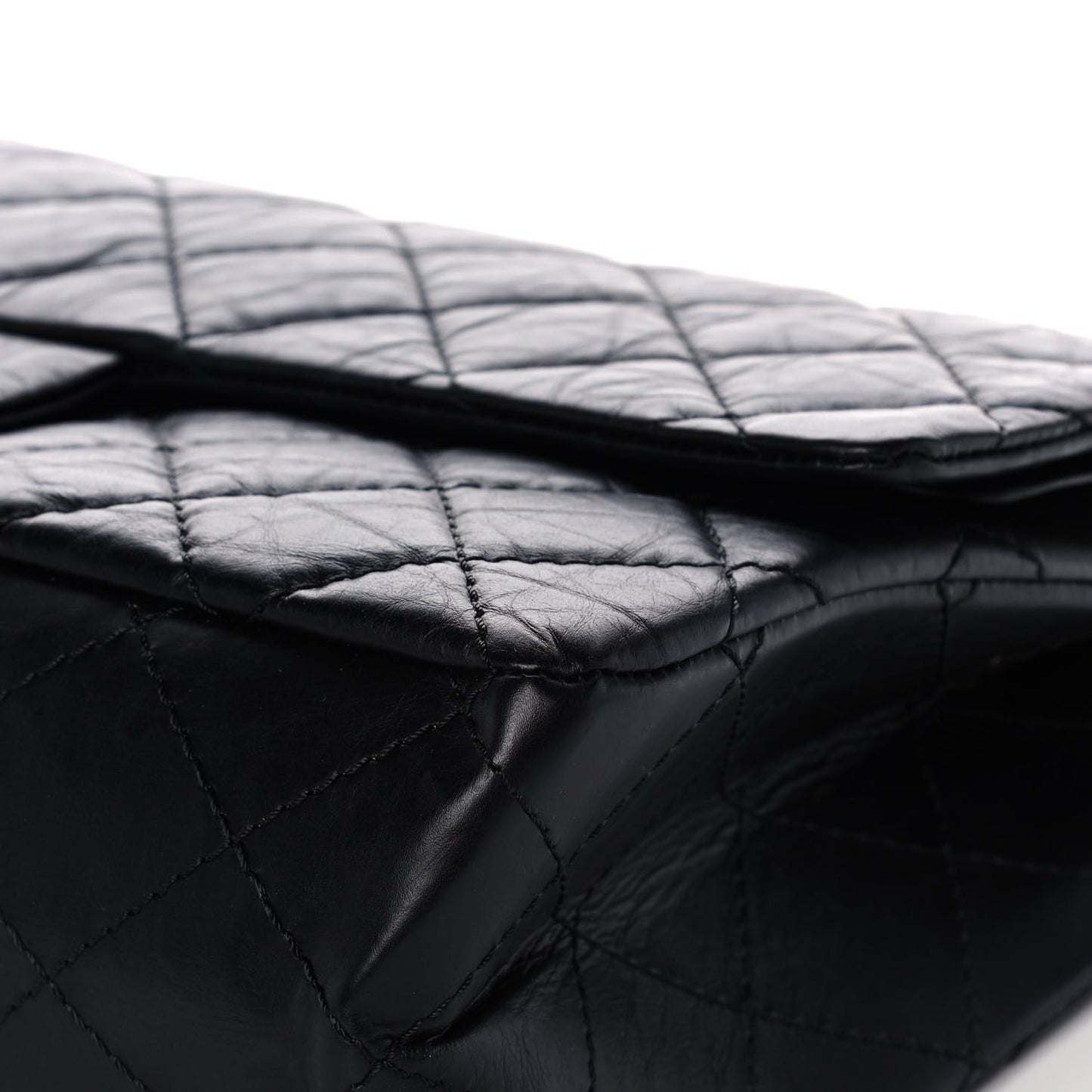 Aged Calfskin Quilted 2.55 Reissue 227 Flap Black