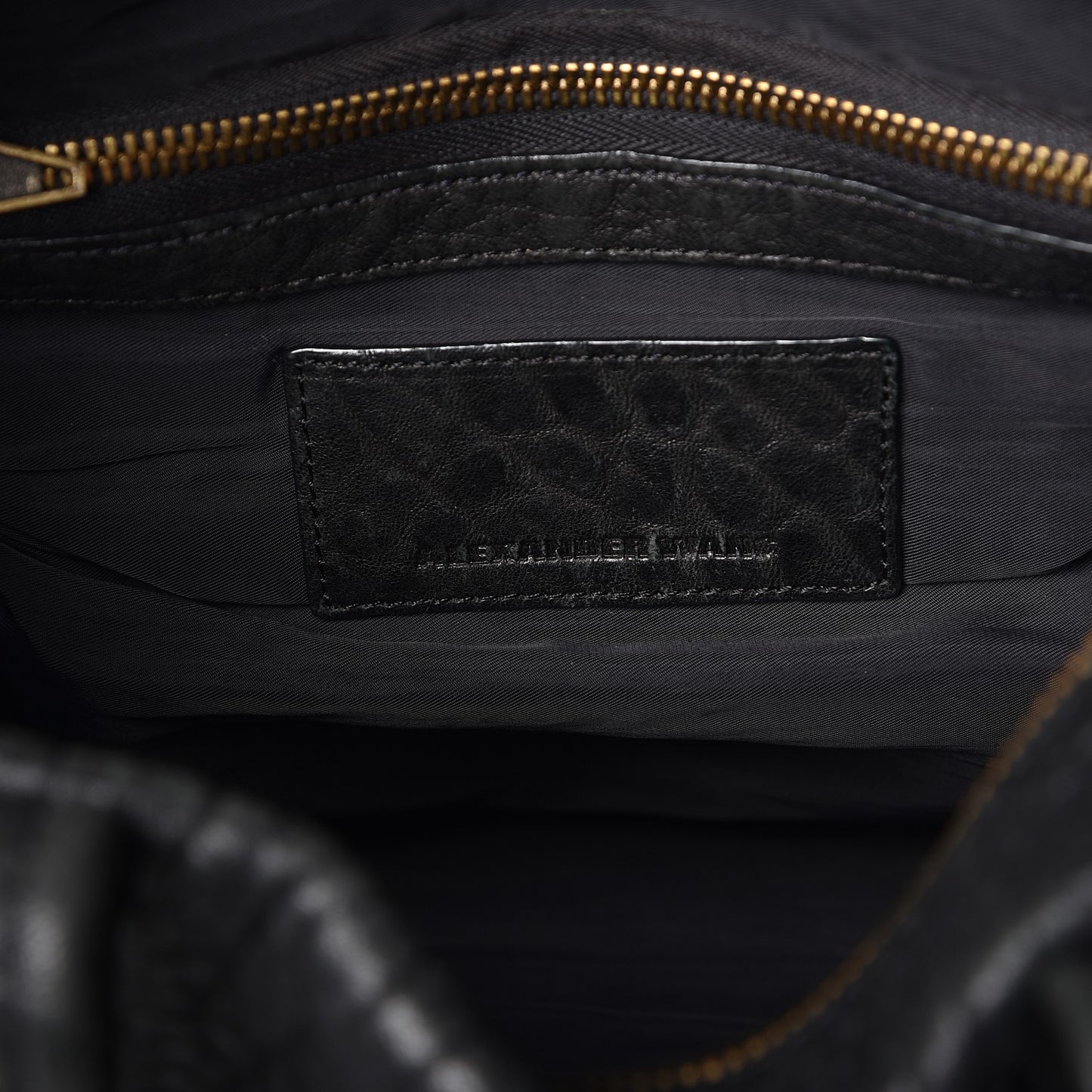 Pebbled Lambskin Rocco Black Antique Brass Hardware
