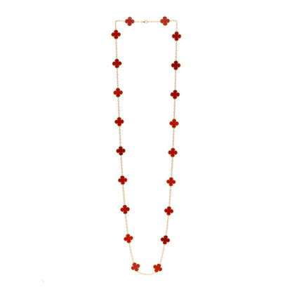 Van Cleef & Arpels 18K Yellow Gold Carnelian 20 Motifs Vintage Alhambra Necklace 3 of 5