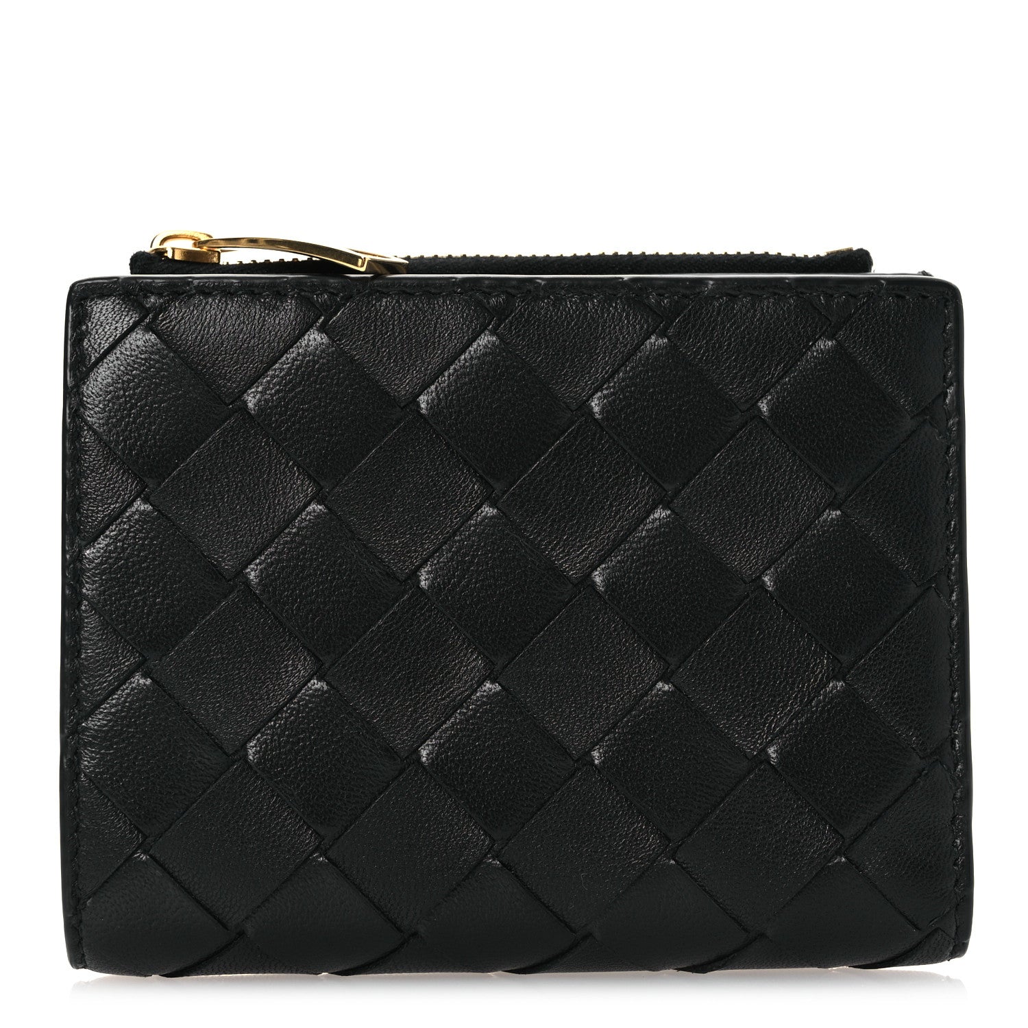 Bottega Veneta Nappa Intrecciato Medium Bi-Fold Zip Wallet Black 1 of 10