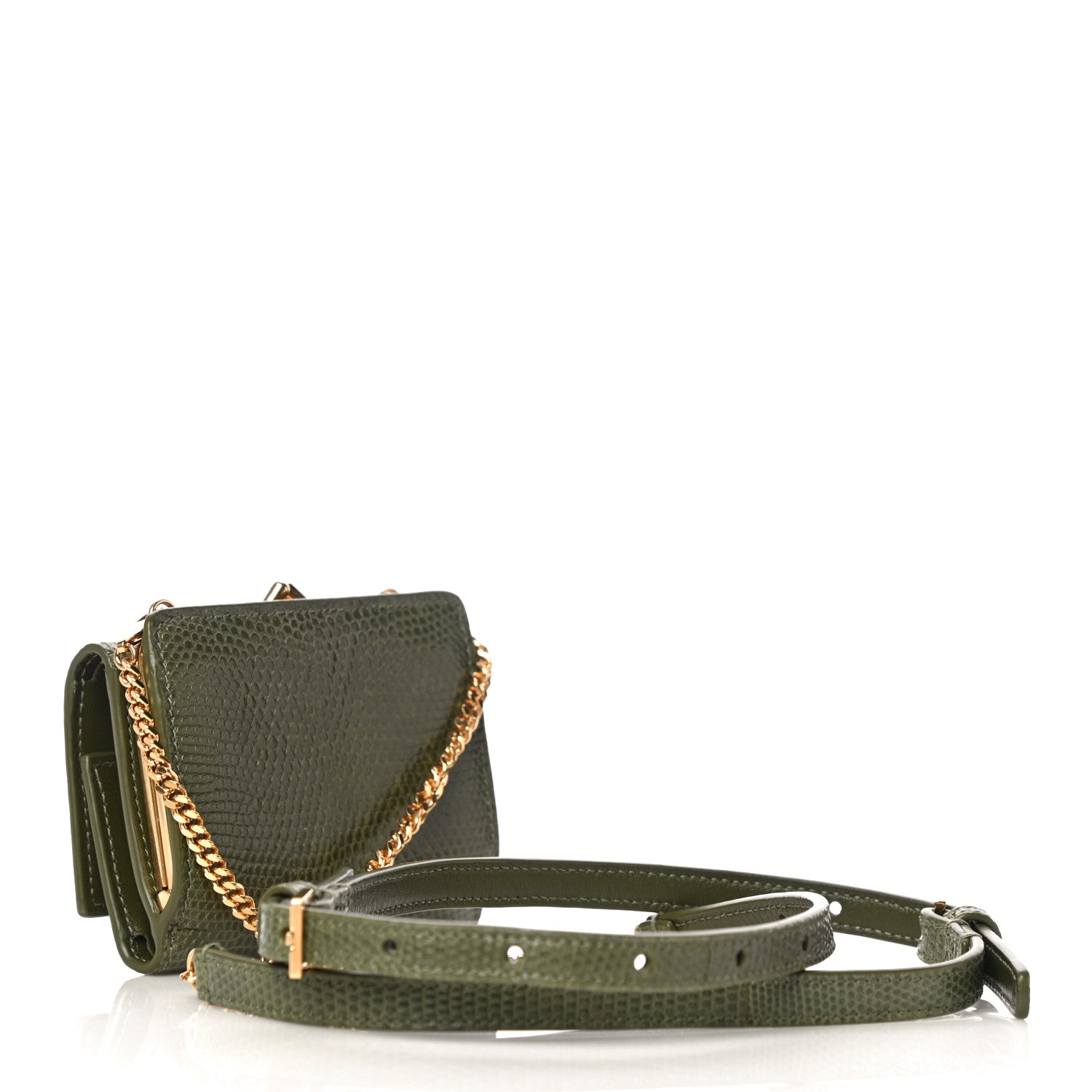 Saint Laurent Lizard Monogram Rider Bag Military Green 3 of 10
