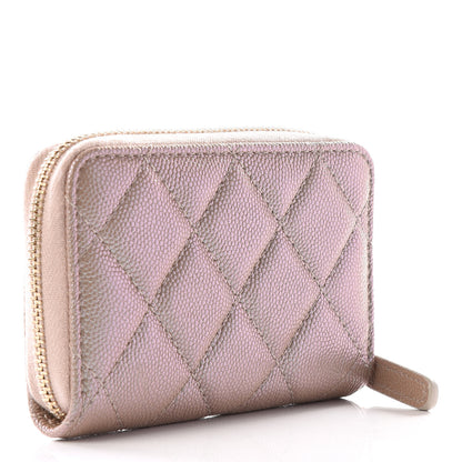 Chanel Iridescent Caviar Quilted Zip Coin Purse Beige 2 of 10