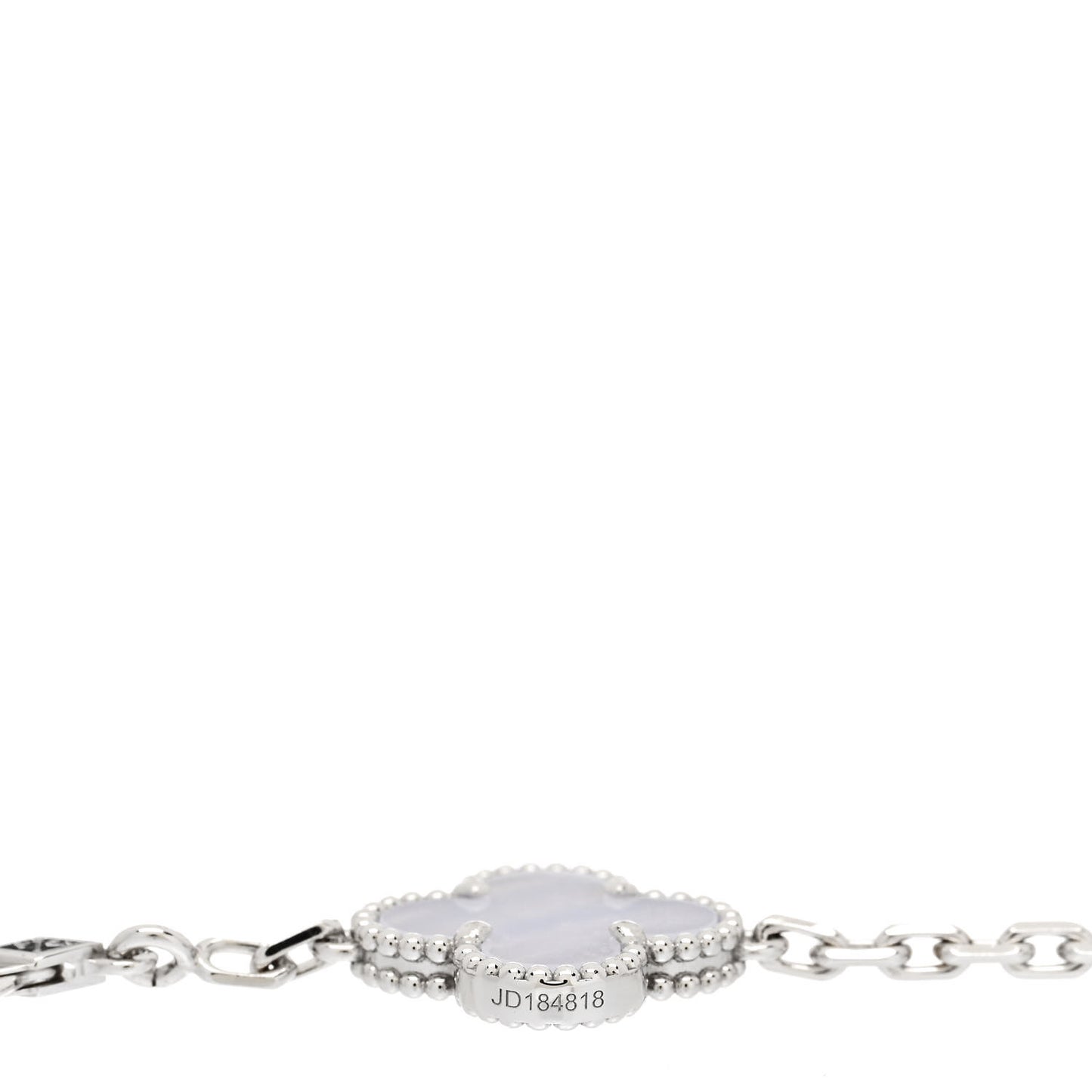 18K White Gold Chalcedony 5 Motifs Vintage Alhambra Bracelet