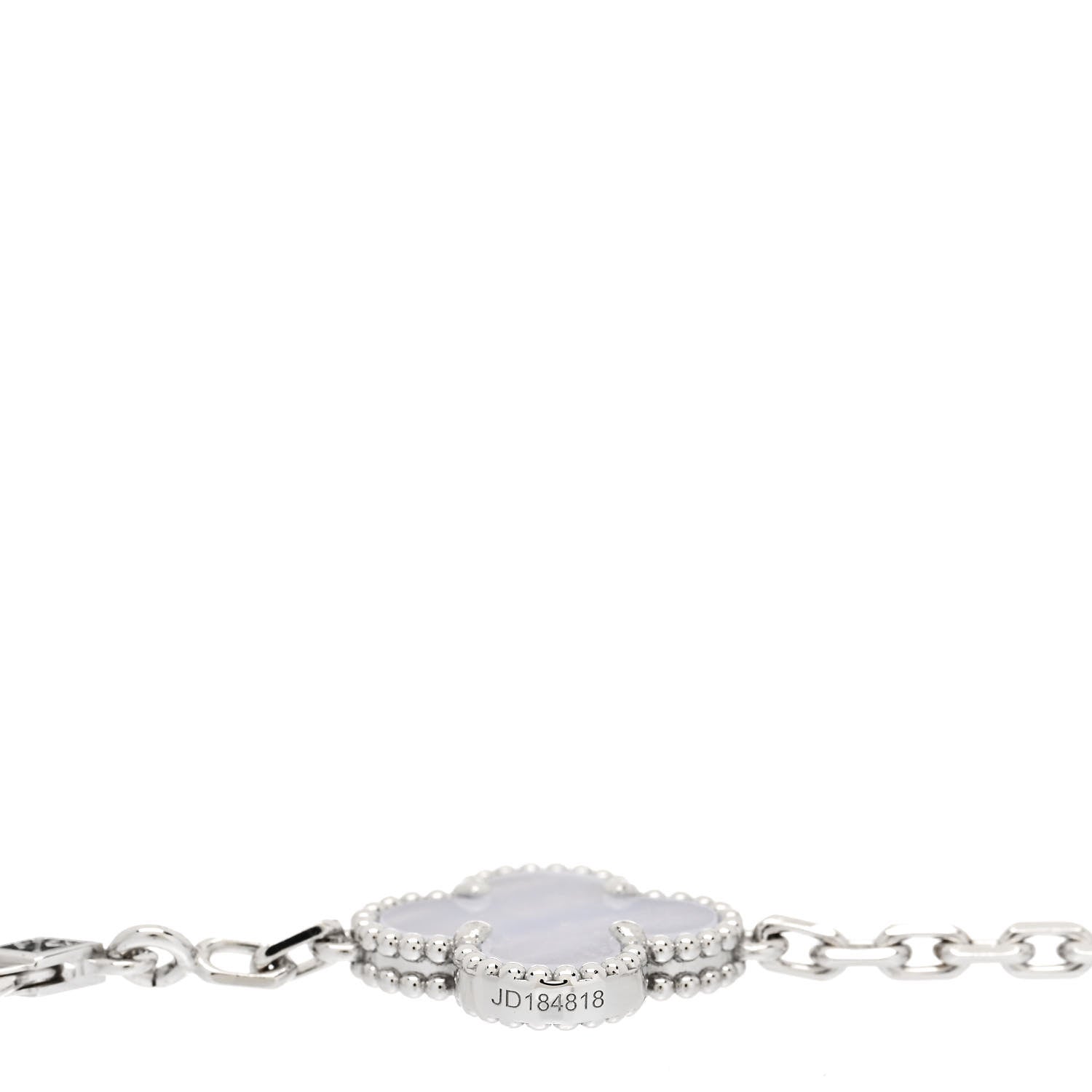 Van Cleef & Arpels 18K White Gold Chalcedony 5 Motifs Vintage Alhambra Bracelet 4 of 5