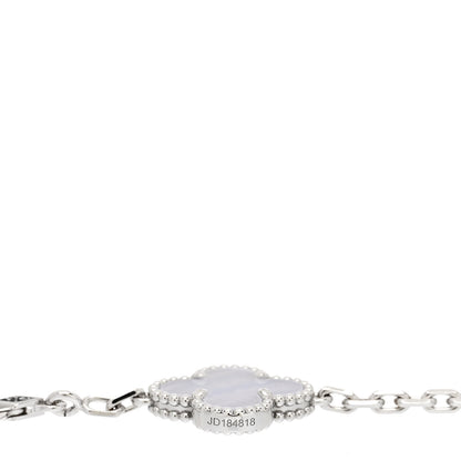 Van Cleef & Arpels 18K White Gold Chalcedony 5 Motifs Vintage Alhambra Bracelet 4 of 5