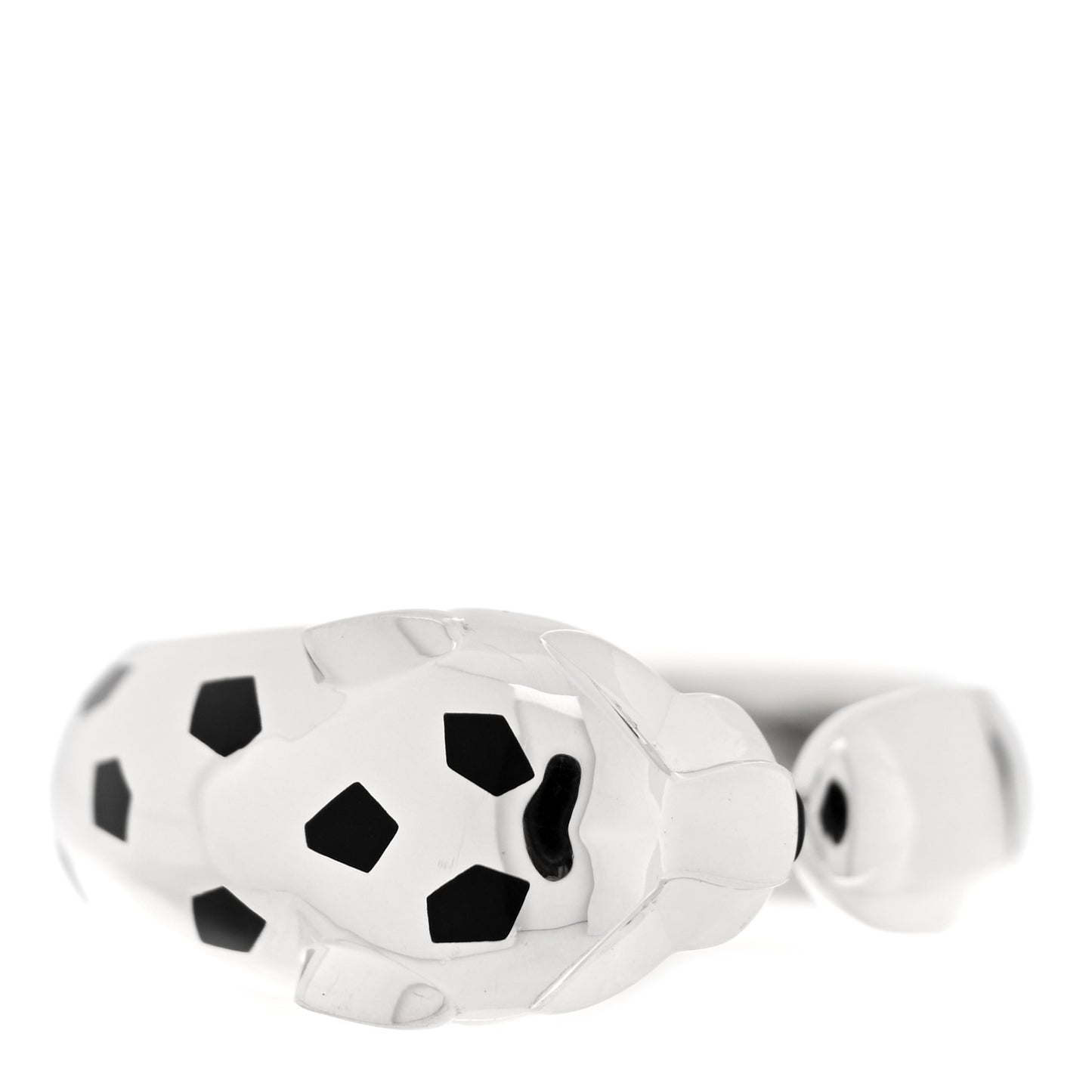 18K White Gold Black Lacquer Tsavorite Onyx 11mm Panthere De Cartier Ring 63 10.25