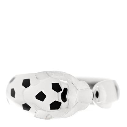 Cartier 18K White Gold Black Lacquer Tsavorite Onyx 11mm Panthere De Cartier Ring 63 10.25 3 of 6