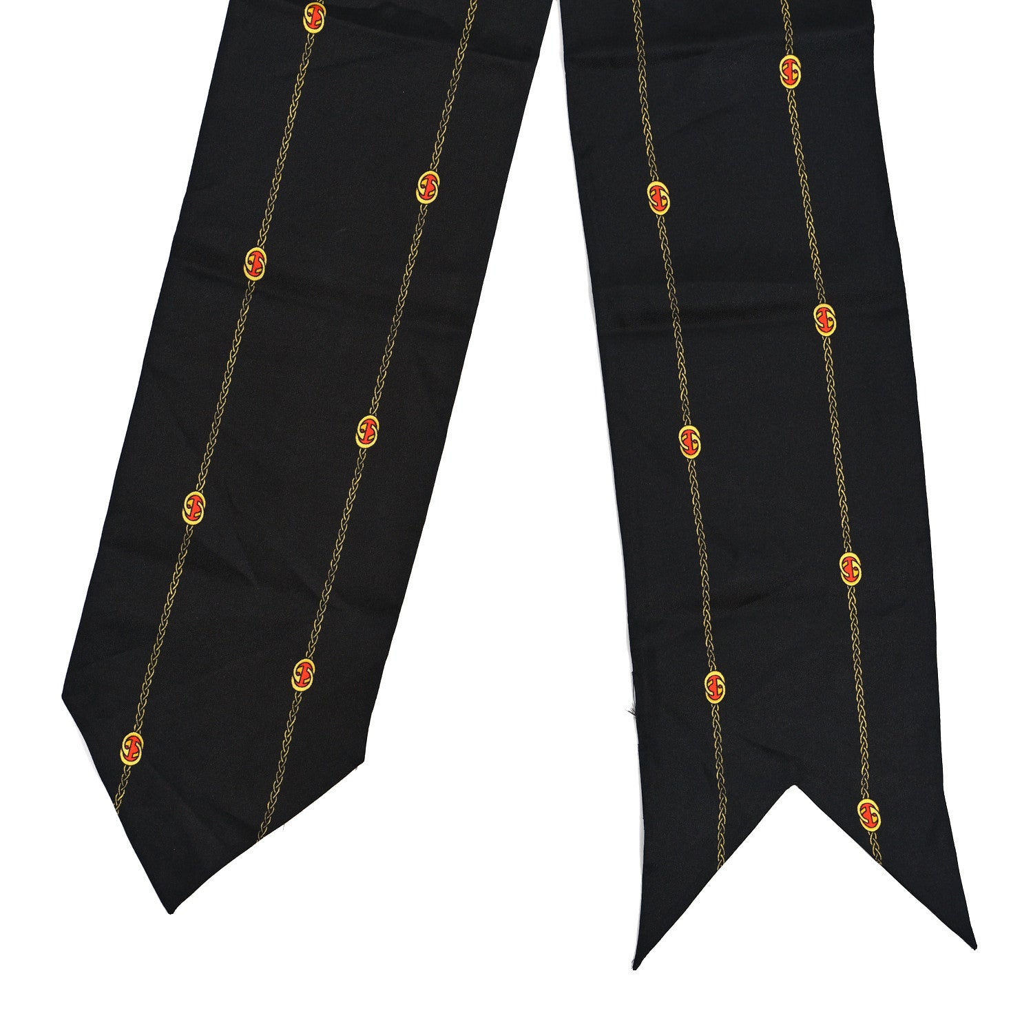 Gucci Silk Twill GG Chain Neck Bow Scarf Black 2 of 3
