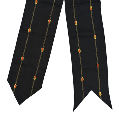 Gucci Silk Twill GG Chain Neck Bow Scarf Black 2 of 3