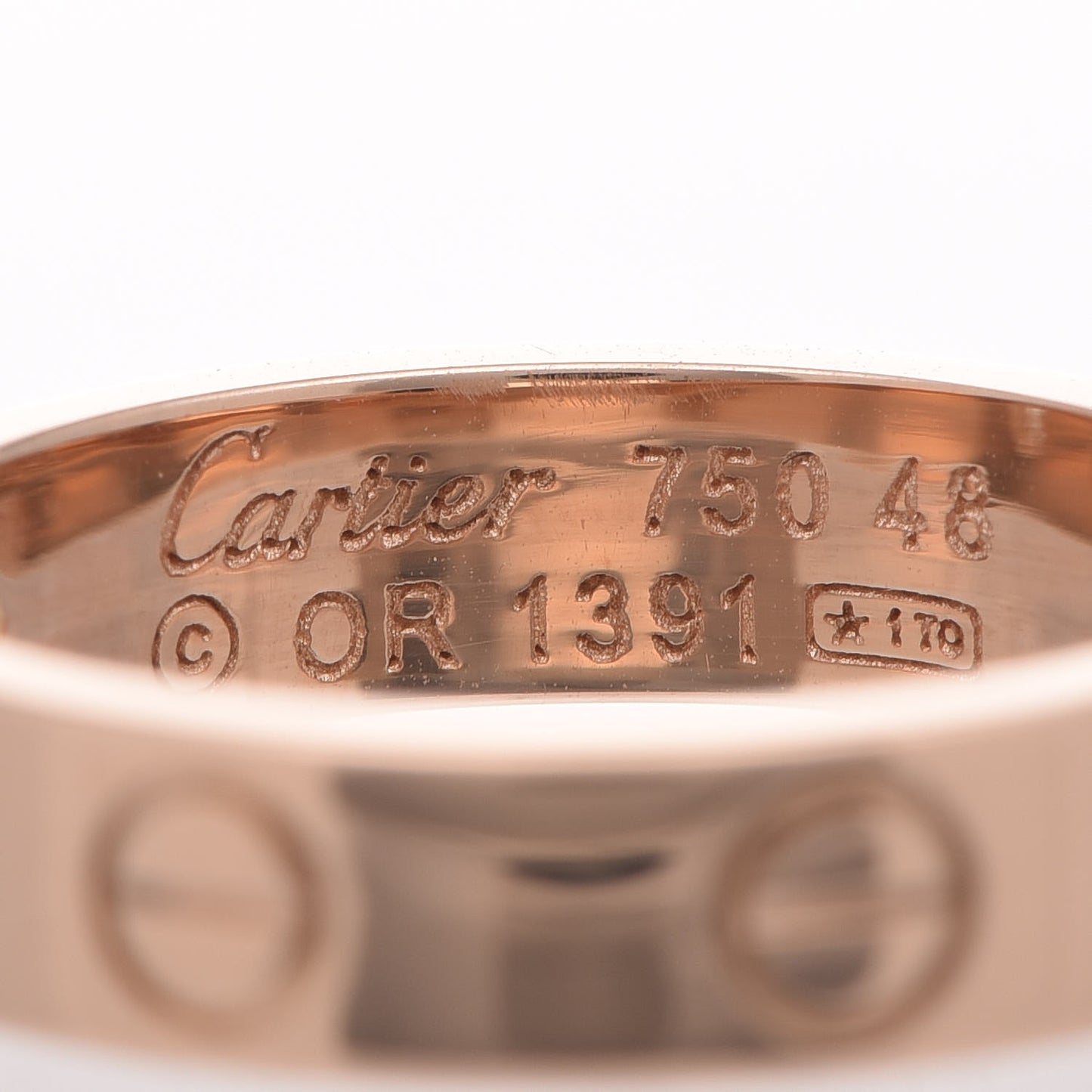 18K Pink Gold Diamond 4mm LOVE Ring 48 4.25