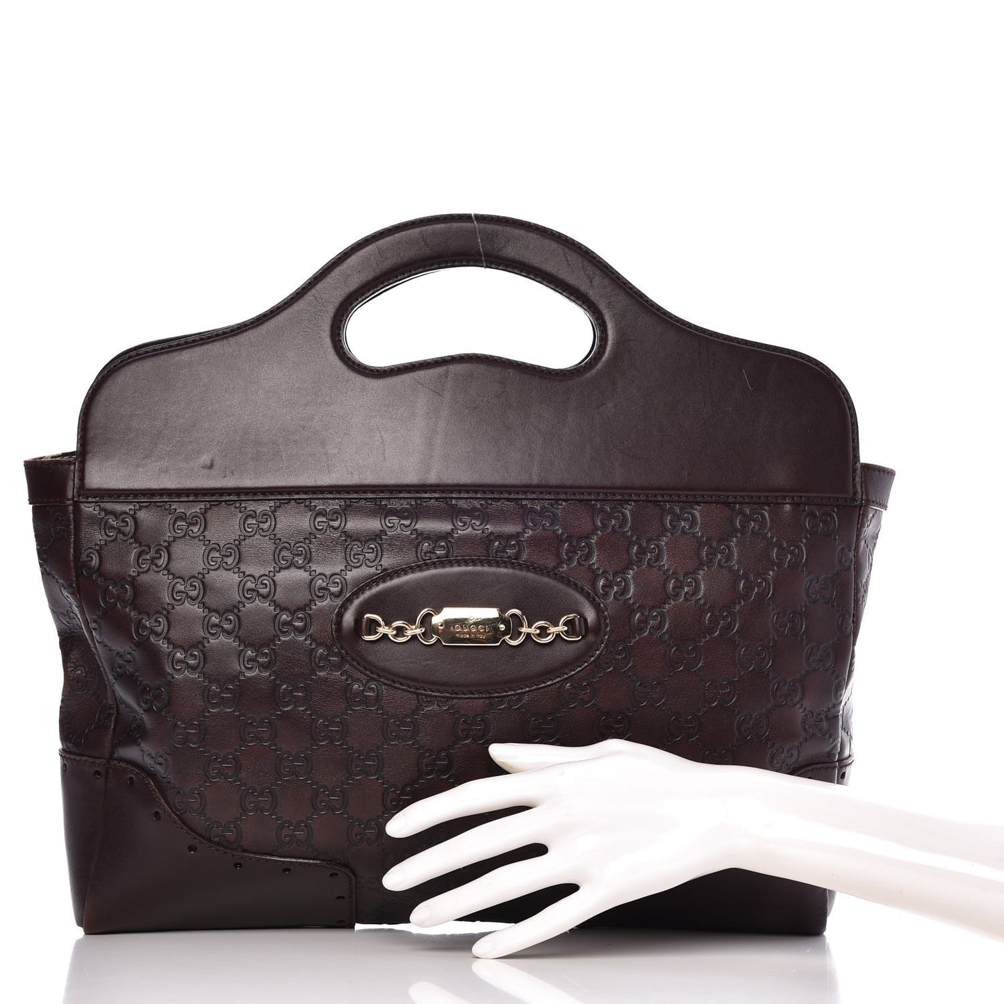 Guccissima Medium Punch Top Handle Tote Brown