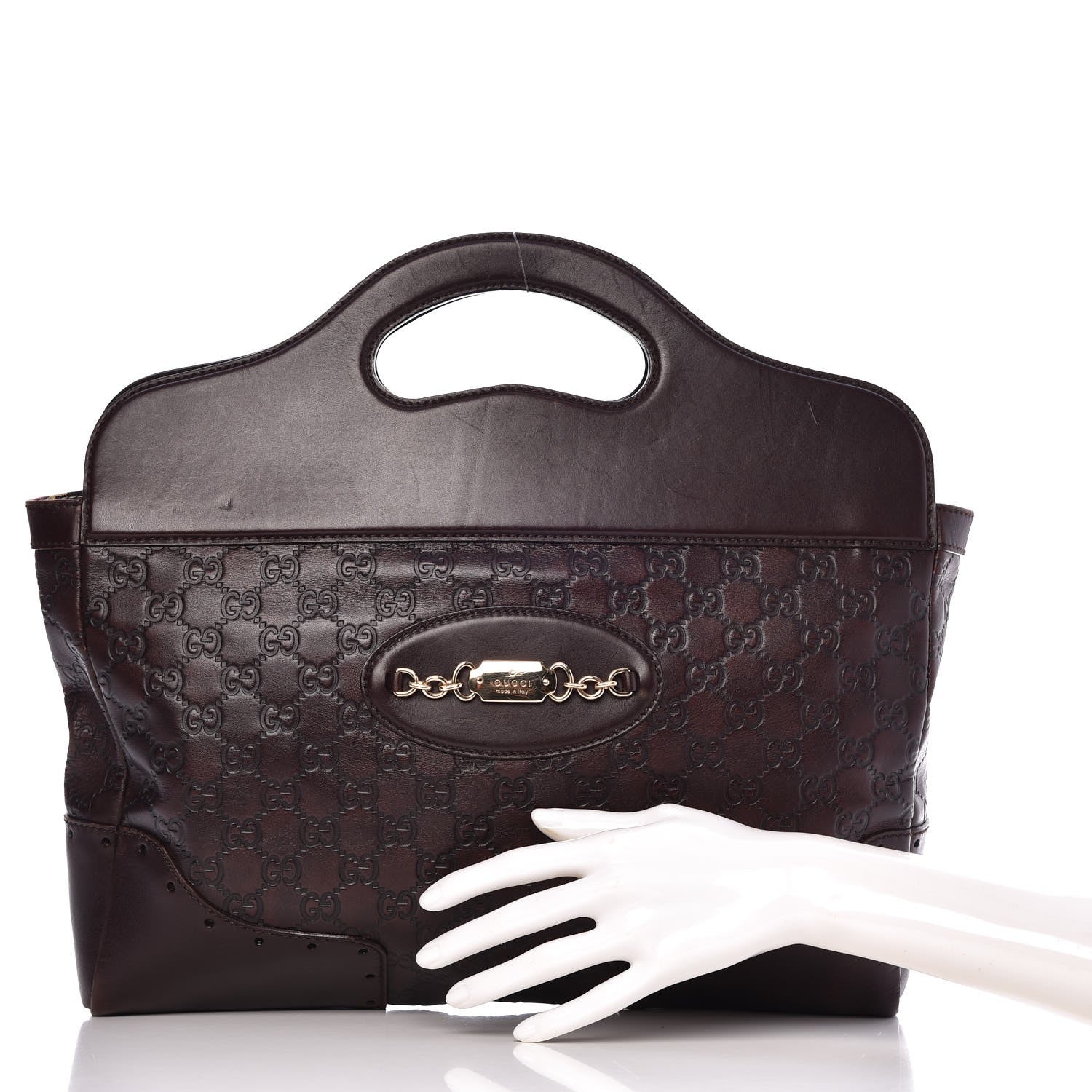 Gucci Guccissima Medium Punch Top Handle Tote Brown 3 of 12
