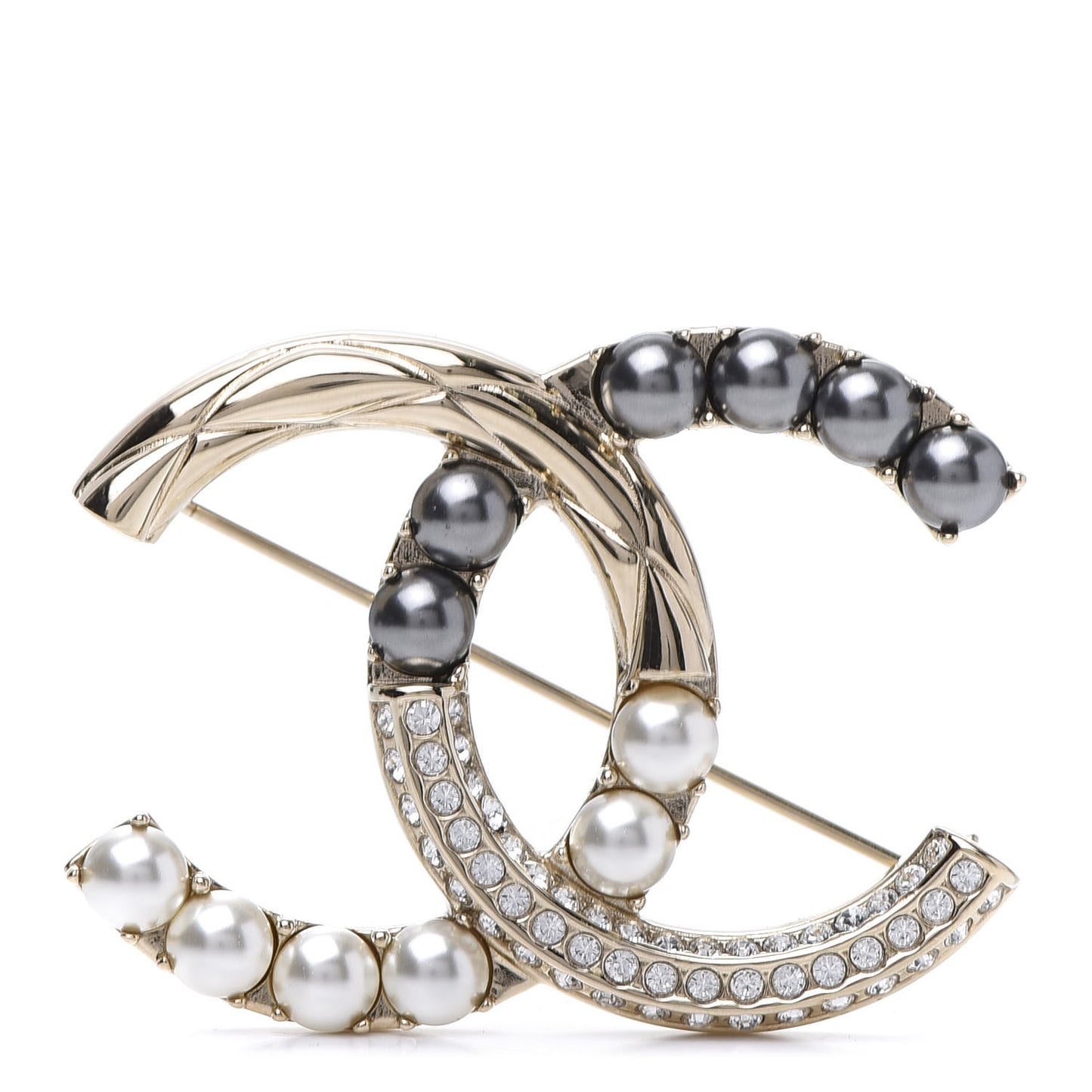 Pearl Crystal Bright Young Thing CC Brooch Gold