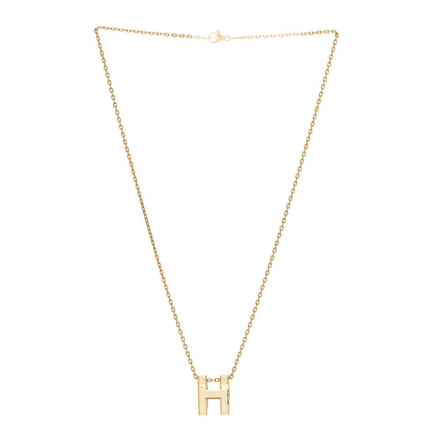 Lacquered Rose Gold Pop H Pendant Necklace White
