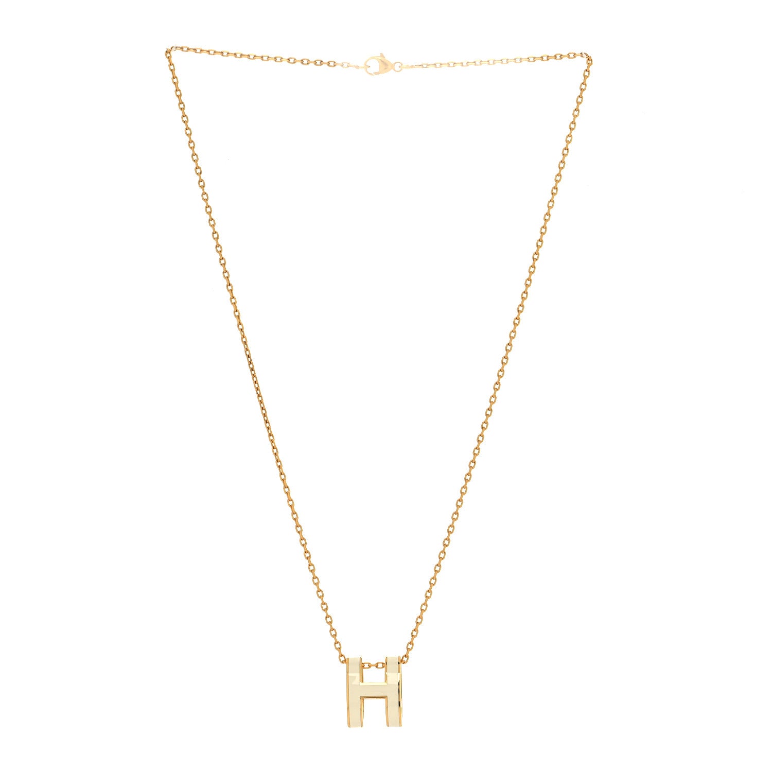 Hermes Lacquered Rose Gold Pop H Pendant Necklace White 3 of 6