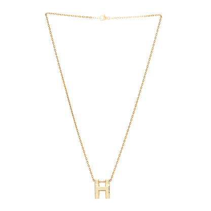 Hermes Lacquered Rose Gold Pop H Pendant Necklace White 3 of 6
