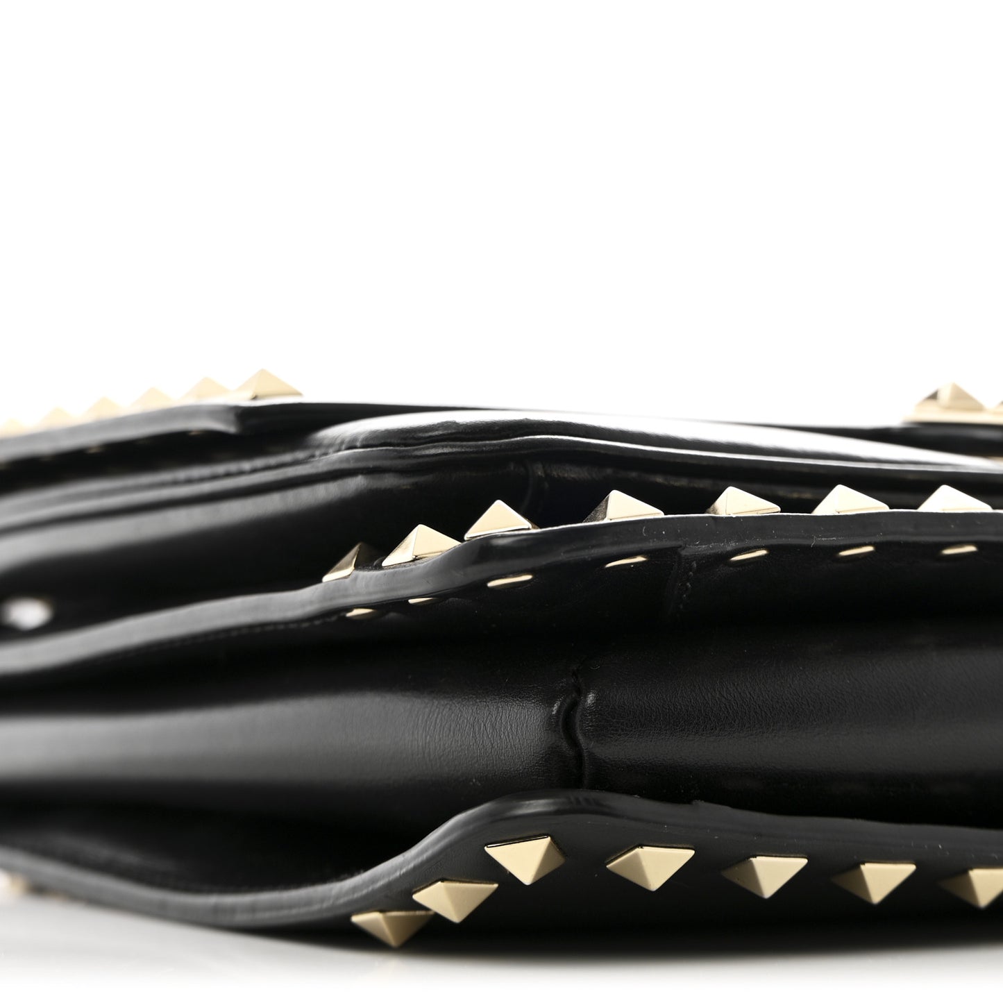 Vitello Rockstud Top Handle Shoulder Bag Black