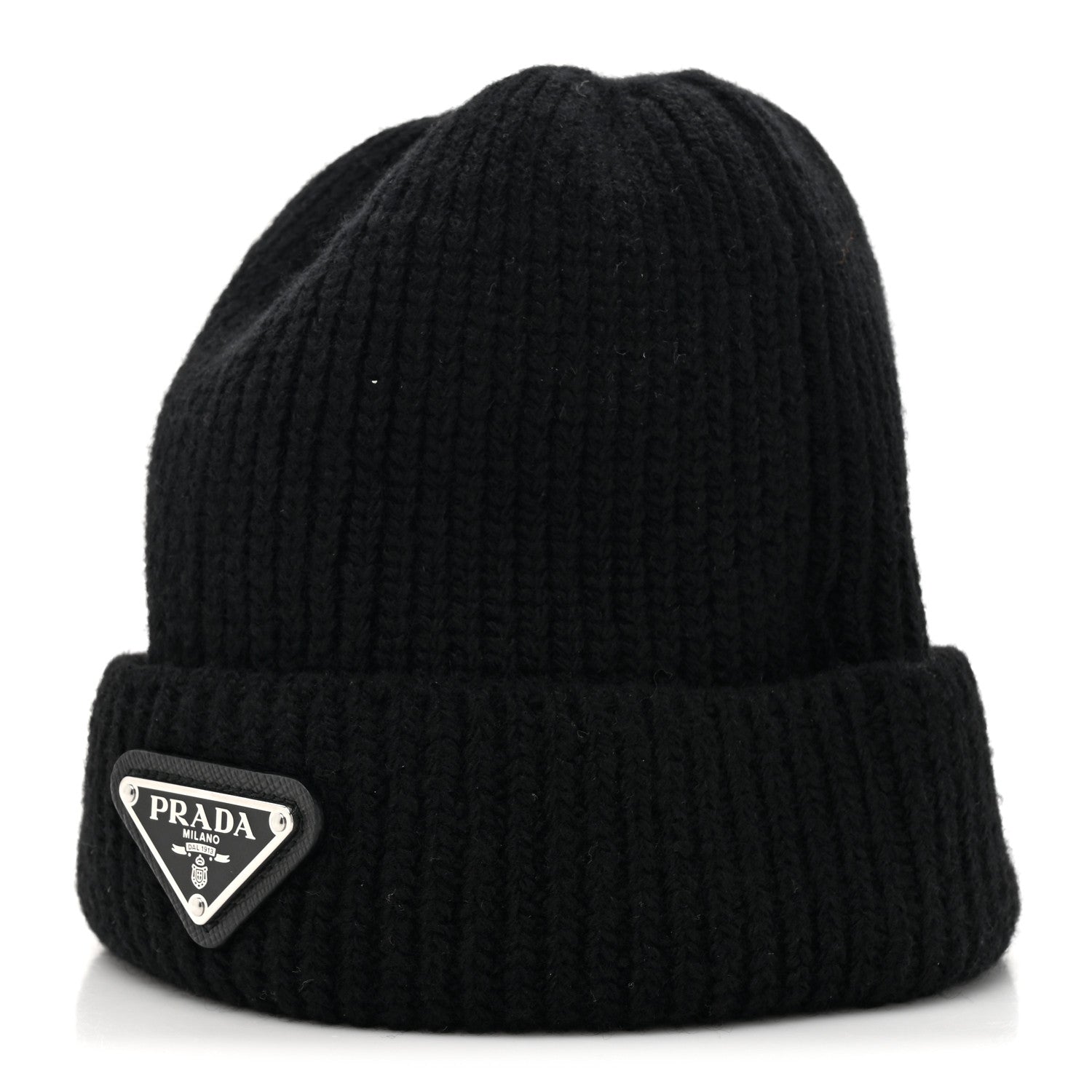 Prada Wool Cashmere Beanie Hat L Black 1 of 8