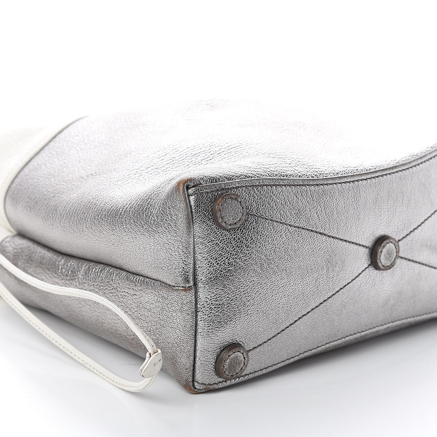 Miu Miu Goatskin Madras Bi-Color Bucket Bag Chrome White 7 of 8
