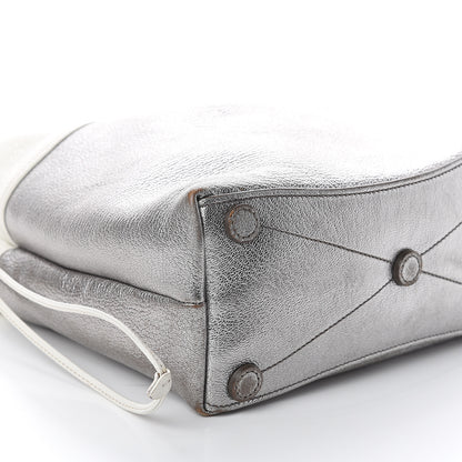 Miu Miu Goatskin Madras Bi-Color Bucket Bag Chrome White 7 of 8