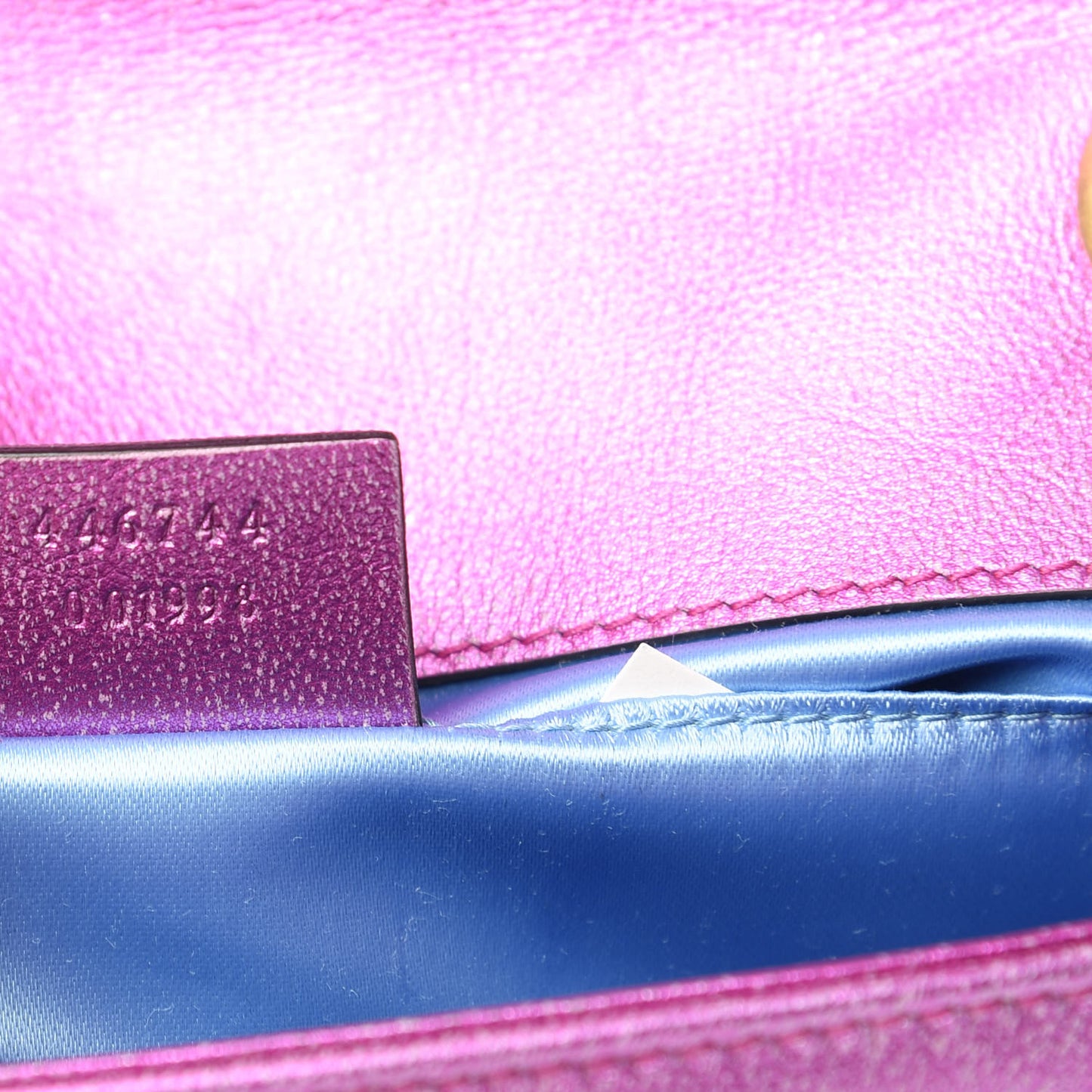 Metallic Calfskin Matelasse Mini GG Marmont Shoulder Bag Fuchsia