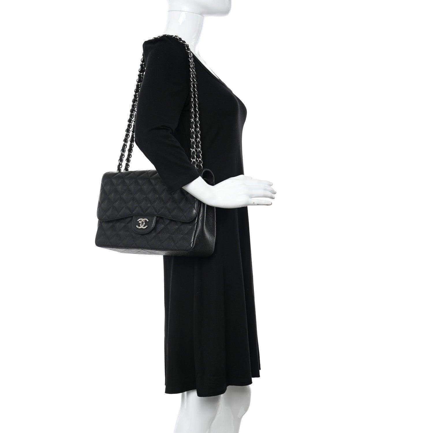 Chanel Caviar Quilted Jumbo Double Flap Black 2 of 10