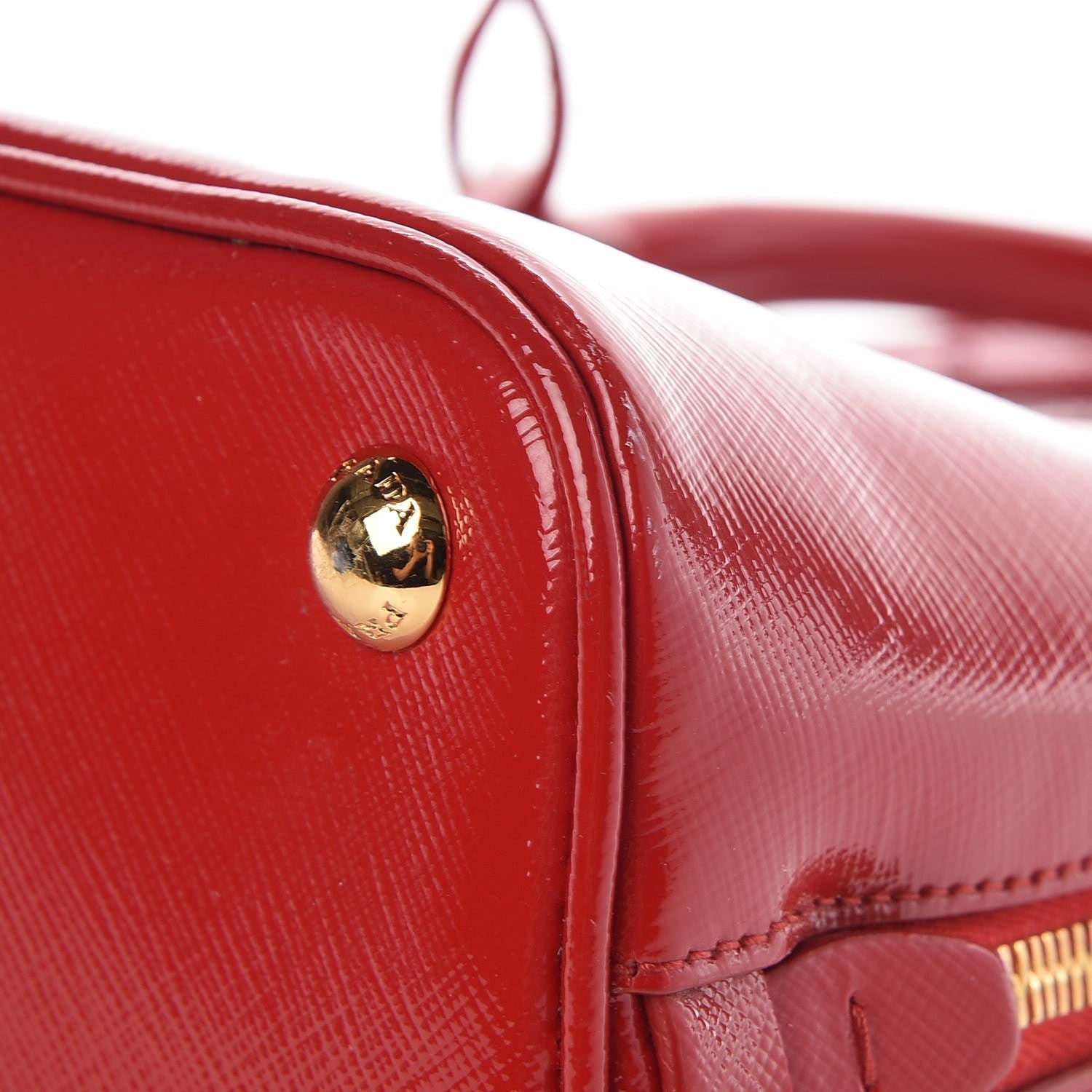 Prada Saffiano Vernice Mini Promenade Tote Rosso 13 of 13