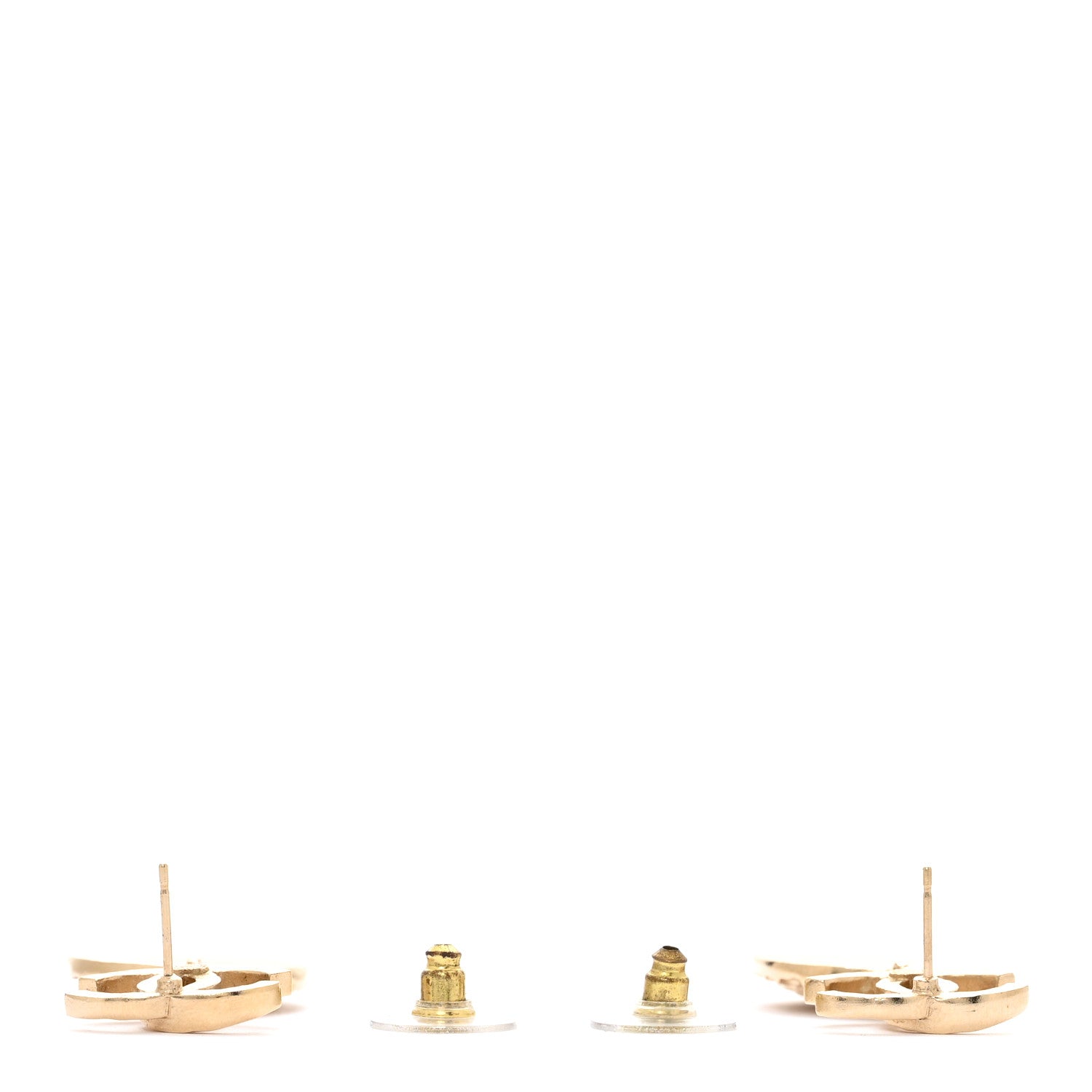 Chanel Crystal CC Medallion Drop Earrings Gold 3 of 5