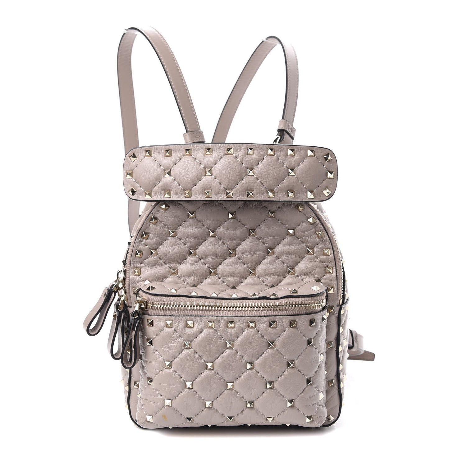 Nappa Quilted Mini Rockstud Spike Backpack Poudre