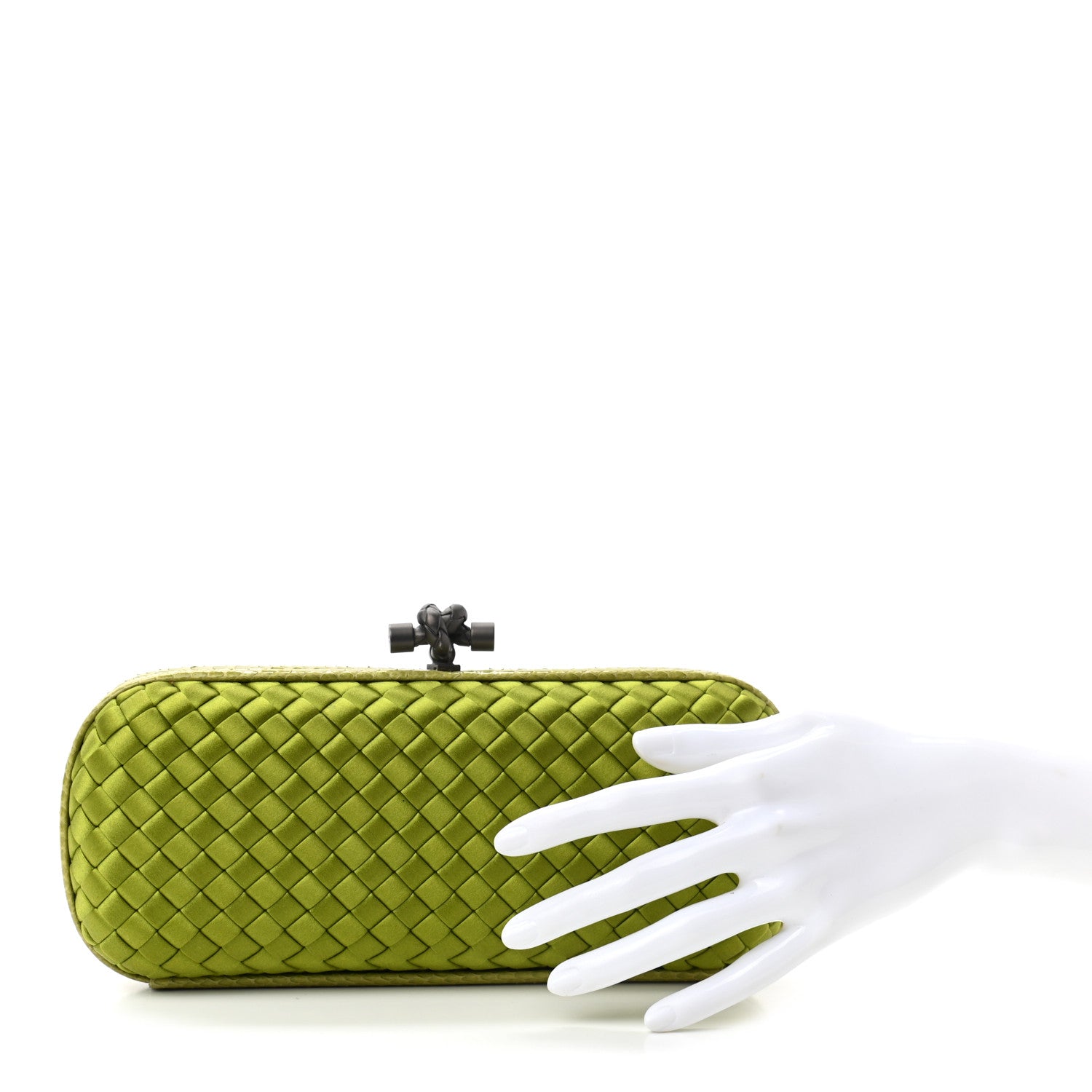 Bottega Veneta Satin Intreccio Impero Ayers Stretch Knot Clutch Assenzio 2 of 7