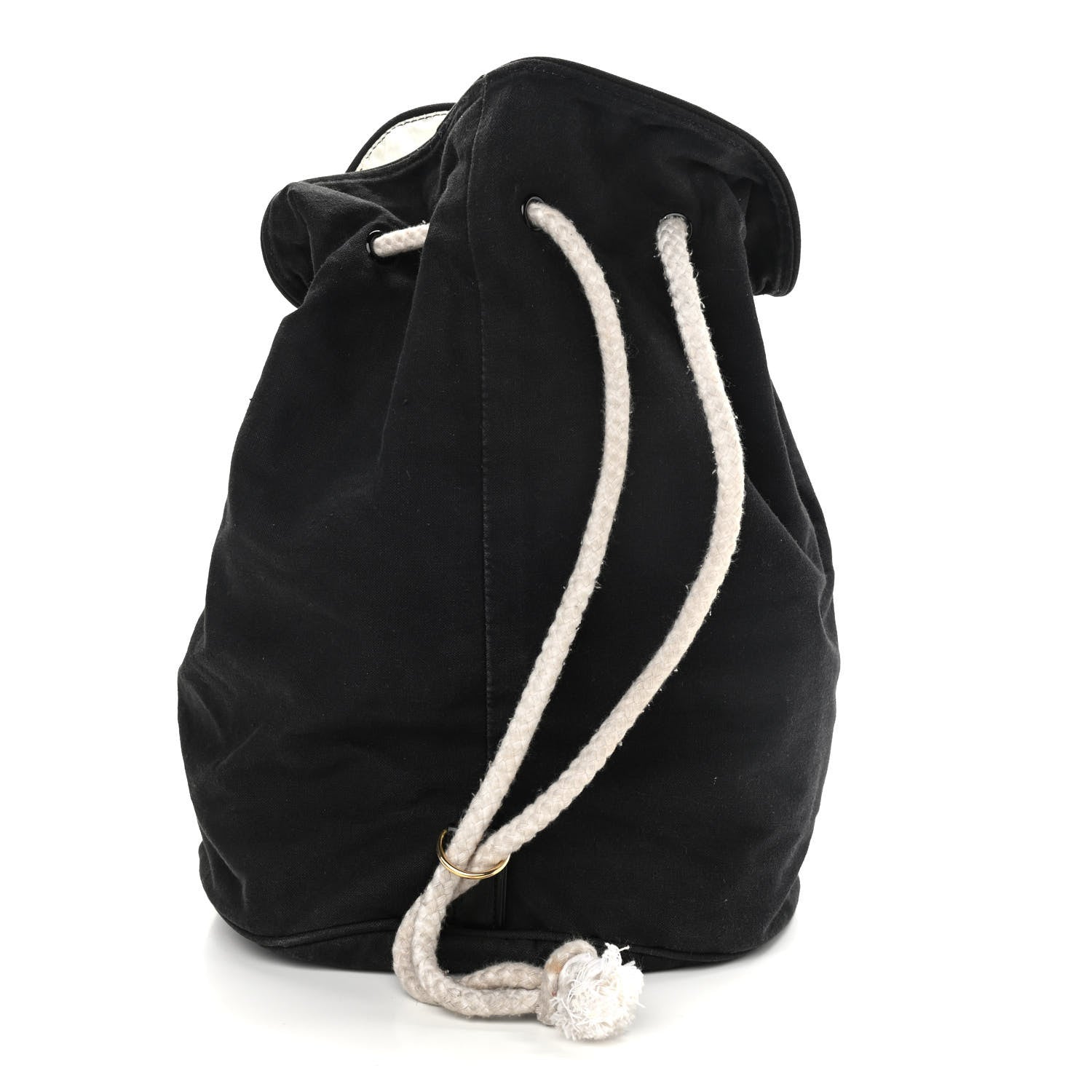 Chanel Canvas Drawstring Backpack Black White 3 of 12