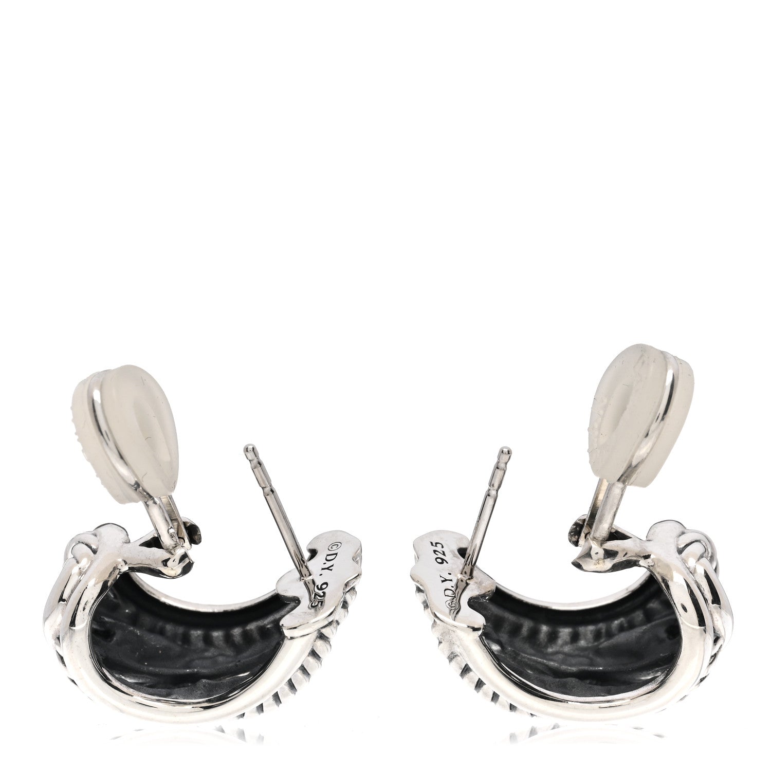 David Yurman Sterling Silver 23mm Crossover Shrimp Earrings 3 of 4