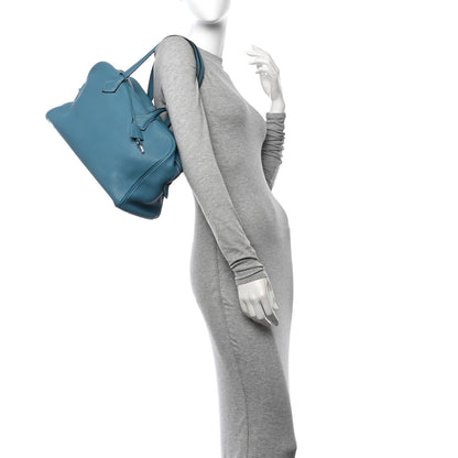 Hermes Taurillon Clemence Victoria II 35 Blue Jean 2 of 13