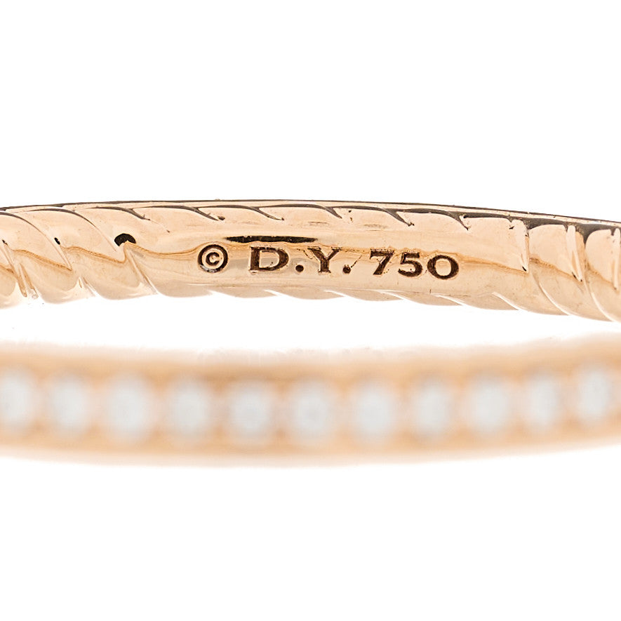 David Yurman 18k Rose Gold Diamond 2.3mm Eden Partway Wedding Band Ring 58 8.25 4 of 4