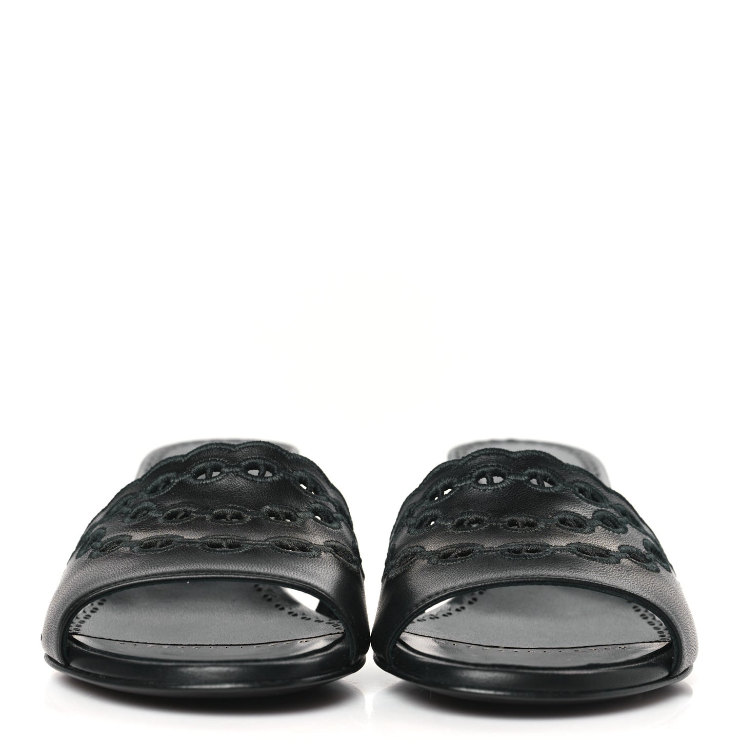 Lambskin Embroidered Gwladys Sandals 37.5 Black